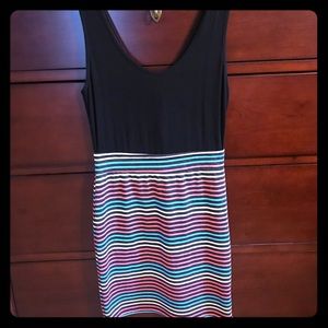 Black and striped mini dress